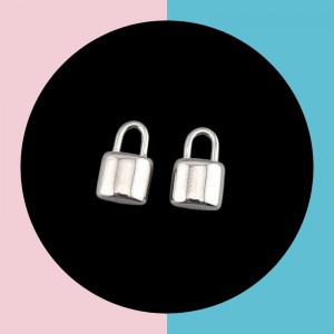 비즈팡 [S3-01-04]써지컬스틸 펜던트 미니자물쇠 8x13mm ,1개