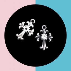 비즈팡 [S3-01-09]써지컬스틸 펜던트 미니큐빅십자가고리형 10x14.6mm ,1개