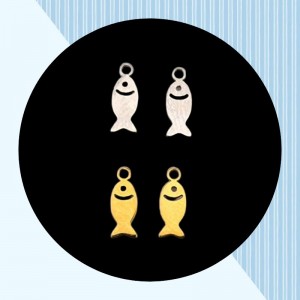 비즈팡 [S1-04-22]써지컬스틸 펜던트 미니물고기태그 3x9mm ,1개