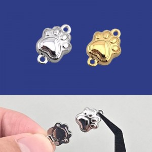 비즈팡 [S1-7-842]써지컬스틸 부자재 반쪽자석장식 (냥이발바닥) 9x13mm ,1개