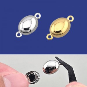 비즈팡 [S1-7-847]써지컬스틸 부자재 반쪽자석장식 (타원) 8x15mm ,1개