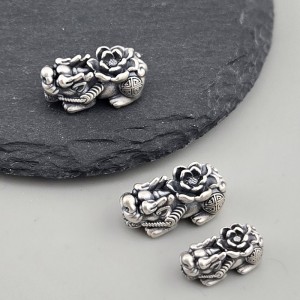 비즈팡 [SVP-08-01]순은펜던트 실버999 복 돈을 물어오는 연꽃비휴(대) 24mm ,1개