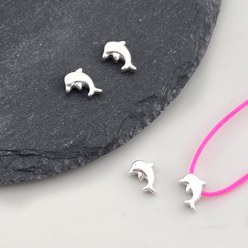비즈팡 [SVP-07-01]순은펜던트 실버925 미니돌고래통과형 8x6mm (내경1.5mm) 가로홀 고래펜던트 ,1개