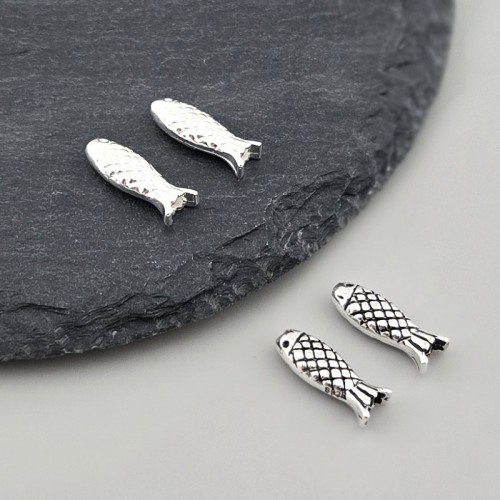 비즈팡 [SVP-07-03]순은펜던트 실버925 행운긴물고기 13x5mm (내경1mm) 가로홀 물고기펜던트 ,1개