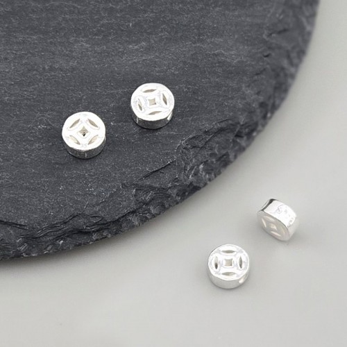 비즈팡 [SVP-07-04]순은펜던트 실버925 엽전통과형 6mm (내경1.2mm) 엽전펜던트 ,1개