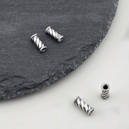 비즈팡 [SVP-07-07]순은펜던트 실버925 밧줄무늬파이프 7.2x3mm (내경2mm) 실버파이프 ,1개