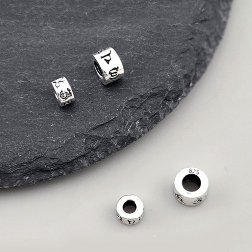 비즈팡 [SVP-07-17]순은펜던트 실버925 육자진언 옴자민자론델 5mm 6mm 실버론델 ,1개