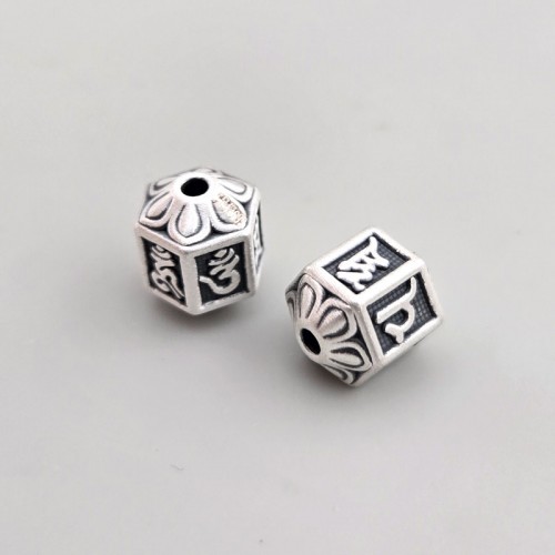 비즈팡 [SVP-07-25]순은펜던트 실버999 옴자육각통과형 11x9mm (내경1.7mm) ,1개