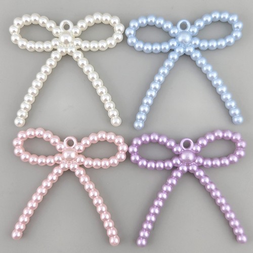 비즈팡 [PB-2-39P]아크릴펜던트 큰진주리본 59x58mm (키링용) ,1개