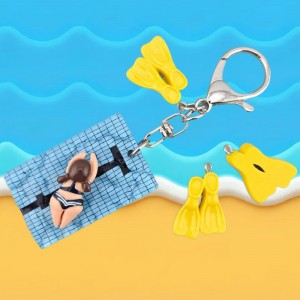 비즈팡 [PB-6-04]아크릴펜던트 수영오리발고리형 20x28mm (수영키링용) ,1개