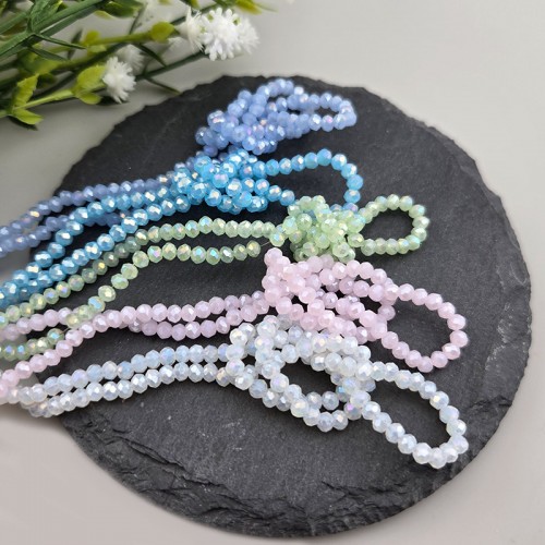 비즈팡 [CR-23-20]크리스탈론델컷 2mm(3.2x2.5mm) 반투명오팔펄 반지당 5color ,1줄(약160개)