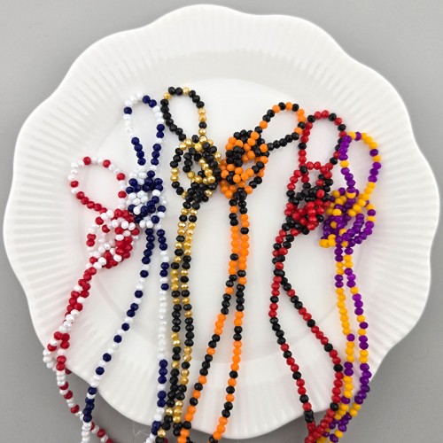 비즈팡 [CR-28-51]크리스탈론델컷 2mm(3.2x2.5mm) 유광 투톤믹스 6color ,1줄(약160개)