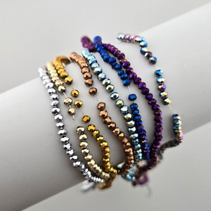 비즈팡 [CR-51-03]크리스탈론델컷 3mm(3.7x3mm) 메탈도금 8color ,1줄(약110개)