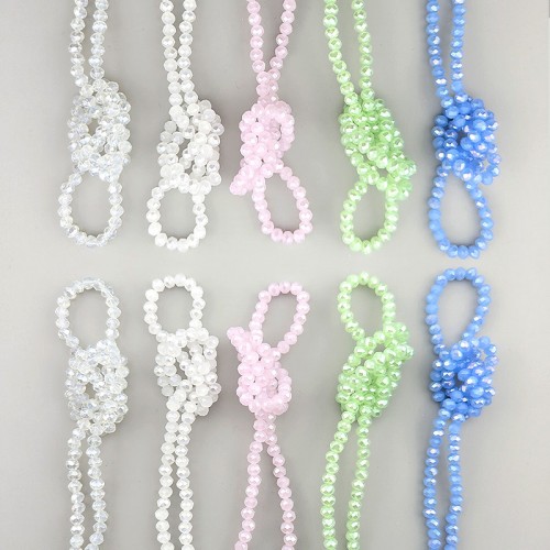 비즈팡 [CR-43-20]크리스탈 론델컷 4mm(4.3x3.2mm) 반투명오팔펄 반지당 5color ,1줄(약100개)