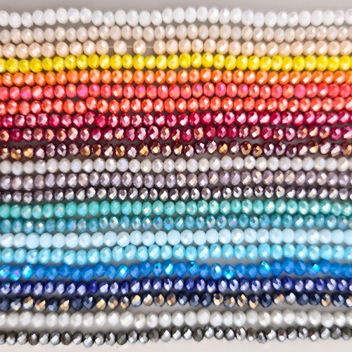 비즈팡 [CR-46-00]크리스탈론델컷 4mm(4.3x3.2mm) 단색유광펄 불투명유광펄 22color ,1줄(약100개)