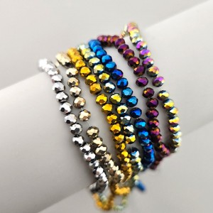 비즈팡 [CR-51-04]크리스탈론델컷 4mm(4.3x3.2mm) 메탈도금 8color ,1줄(약100개)