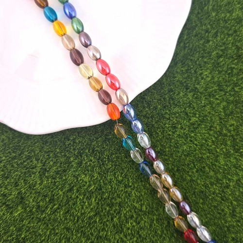 비즈팡 [J5-201-09]크리스탈오벌 타원 6x9mm 레인보우 2color ,1줄(40개)