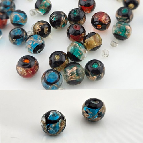 비즈팡 [J1-701-05]베네치아라운드 10mm 골드볼 블루 ,1개