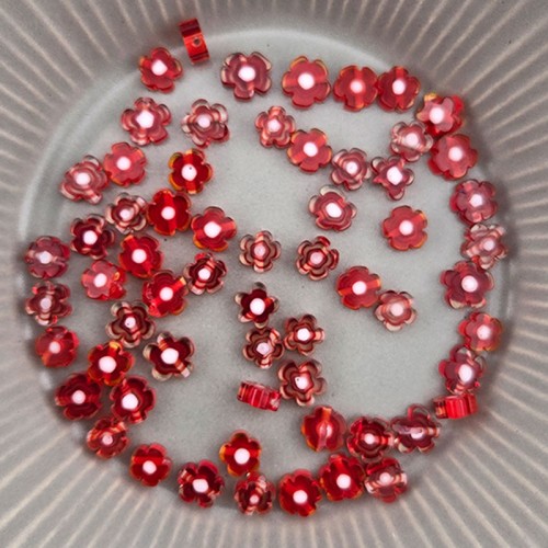비즈팡 [J6-103-05]베네치아꽃 7mm(6.5~7.5mm) 레드 ,반줄(18cm)
