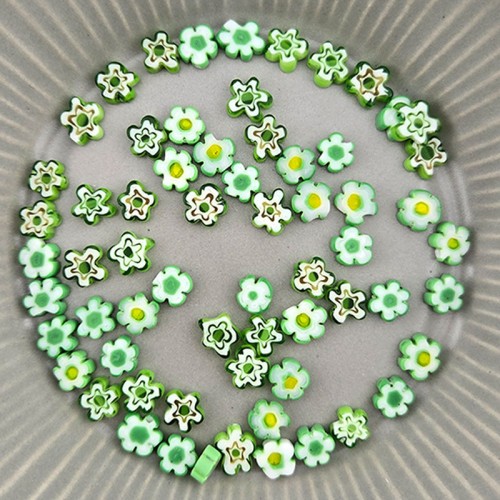 비즈팡 [J6-103-07]베네치아꽃 7mm(6.5~7.5mm) 그린 ,반줄(18cm)