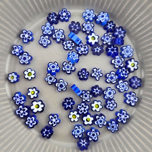 비즈팡 [J6-103-09]베네치아꽃 7mm(6.5~7.5mm) 사파이어 ,반줄(18cm)