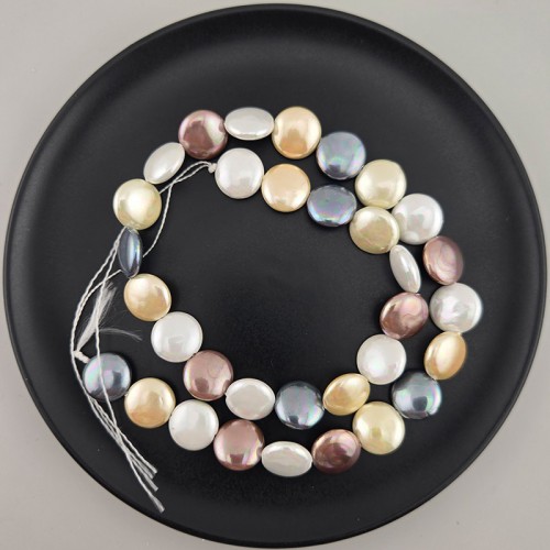 비즈팡 [HP-51-03]핵진주바둑알 12mm 코인핵진주 오로라멀티 ,반줄