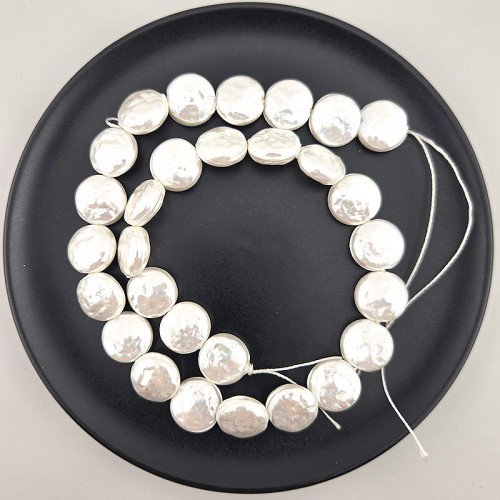 비즈팡 [HP-51-04]핵진주바둑알 14mm  코인핵진주 바로크화이트 ,반줄