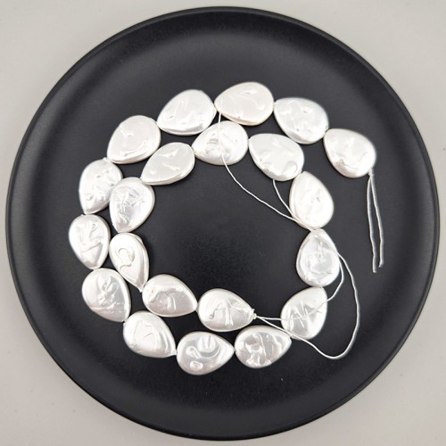 비즈팡 [HP-41-02]핵진주납작물방울 13X18mm 화이트 ,반줄