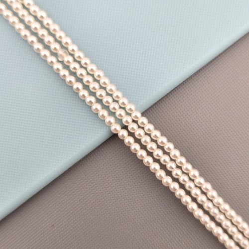 비즈팡 [G1-001-01]글라스진주 유리진주 라운드 2mm 크림 ,1줄(약39cm)