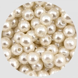 비즈팡 [AP-06-02]아크릴진주 라운드 6mm 크림 ,1줄(약80개)