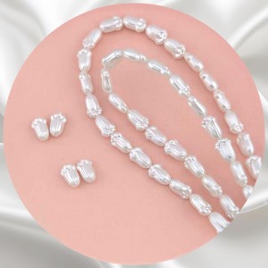 비즈팡 [BP-2-11]아크릴진주바로크 튤립꽃진주 8x12mm 튤립꽃송이 화이트 (모조담수진주)  ,1개