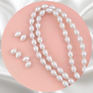 비즈팡 [BP-2-22]아크릴진주바로크 삼선오벌진주 7.6x10mm 화이트 (모조담수진주) ,1개