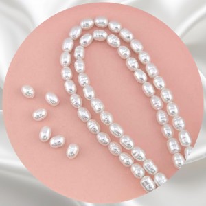 비즈팡 [BP-2-23]아크릴진주바로크 혼합오벌진주 7x9.6mm 화이트 (모조담수진주) ,1개