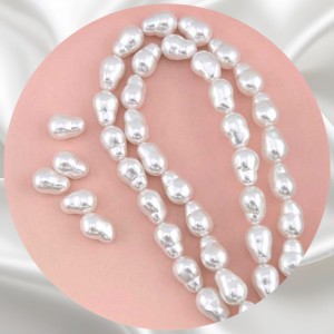 비즈팡 [BP-2-24]아크릴진주바로크 표주박오벌진주 10x14.5mm 화이트 (모조담수진주) ,1개