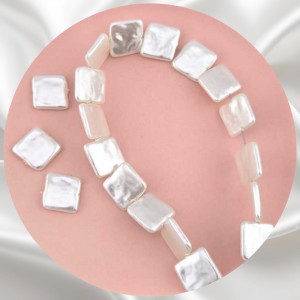비즈팡 [BP-2-34]아크릴진주바로크 납작사각네모진주 15.5x15mm 화이트 (모조담수진주) ,1개