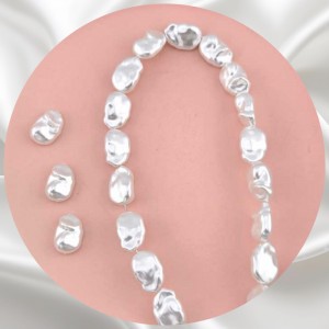 비즈팡 [BP-2-35]아크릴진주바로크 쭈글타원진주 10x14mm 화이트 (모조담수진주) ,1개