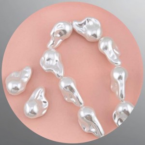 비즈팡 [BP-2-38]아크릴진주바로크 쭈글물방울진주 20x30mm 화이트 (모조담수진주) ,1개