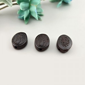비즈팡 [SW-01-31]종교펜던트 우드타원방석 기적의패 11x14mm 장미목 묵주만들기 ,1개