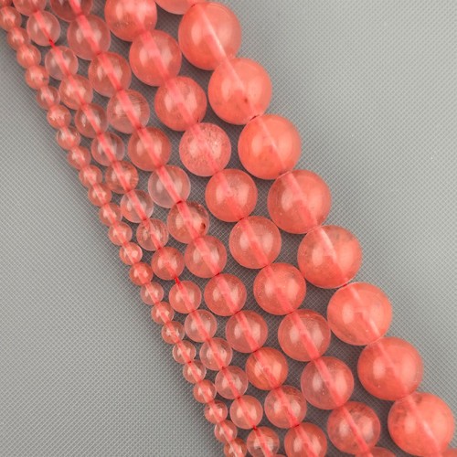 비즈팡 [J1-201-08]원석라운드 4mm잉카로즈(수박홍) ,반줄