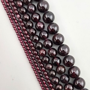 비즈팡 [J4-101-02]원석라운드 2mm 천연가넷 천연석 석류석 (1월탄생석) ,1줄