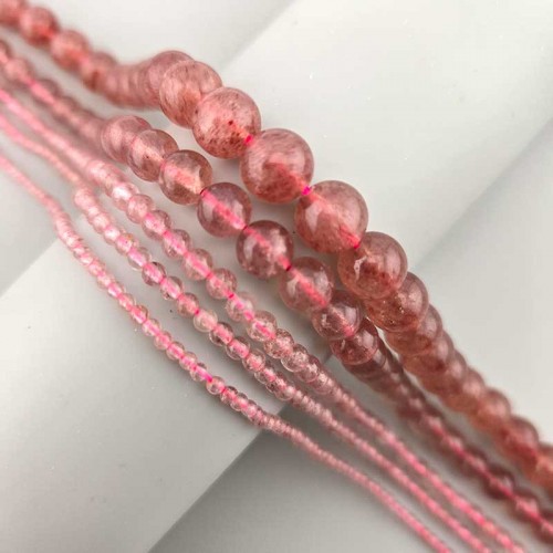 비즈팡 [J2-107-03]원석라운드 3mm 천연석 딸기석A급 ,반줄