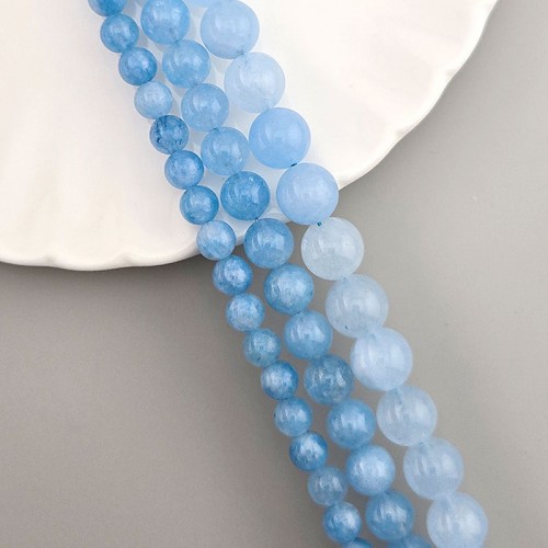 비즈팡 [J1-210-19]원석라운드  10mm 신백옥착색(투톤스카이) ,반줄