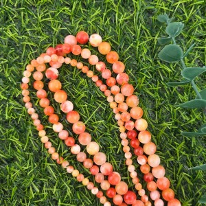 비즈팡 [J1-214-01]원석라운드 4mm 6mm 8mm 칠색옥 오렌지믹스 ,반줄