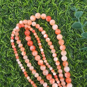 비즈팡 [J1-214-02]원석라운드 4mm 6mm 8mm 칠색옥 옐로오렌지믹스 ,반줄