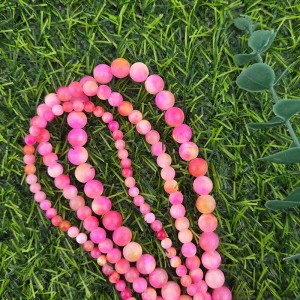 비즈팡 [J1-214-04]원석라운드 4mm 6mm 8mm 칠색옥 옐로핑크믹스 ,반줄