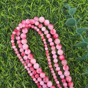 비즈팡 [J1-214-05]원석라운드 4mm 6mm 8mm 칠색옥 핑크레드믹스 ,반줄