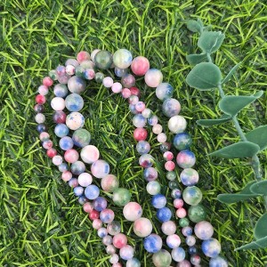 비즈팡 [J1-214-08]원석라운드 4mm 6mm 8mm 칠색옥 레드블루믹스 ,반줄