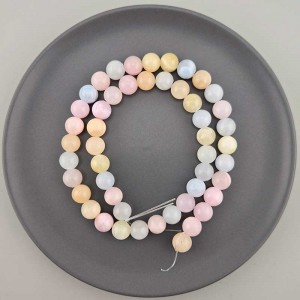 비즈팡 [J10-1-13]원석라운드 8mm 착색옥 파스텔믹스(3) ,1줄(45개)