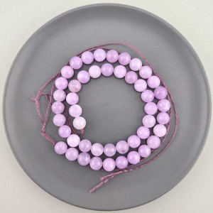 비즈팡 [J10-1-07]원석라운드 8mm 착색옥 연보라(10) ,1줄(45개)