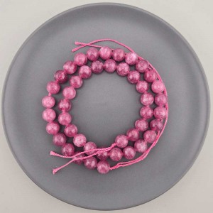 비즈팡 [J10-1-05]원석라운드 8mm 착색옥 후시아(6) ,1줄(45개)